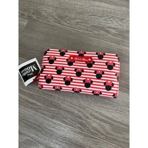 Disney Minnie Mouse Red Stripe Wristlet Wallet NWT